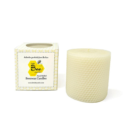 4 x 4 Inch Hand Rolled Beeswax Pillar Candle