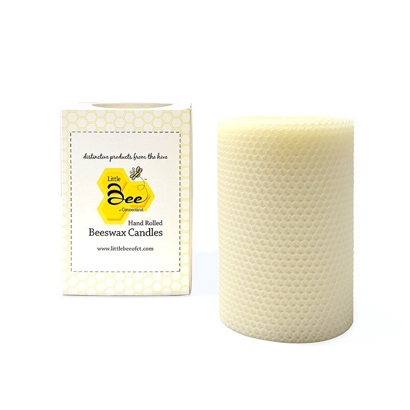 6 x 4 Inch Hand Rolled Beeswax Pillar Candle