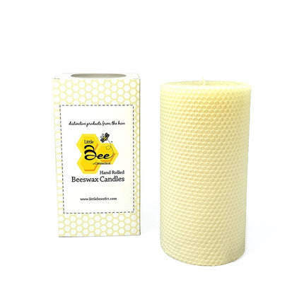 8 x 4 Inch Hand Rolled Beeswax Pillar Candle