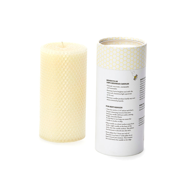 6 x 3 Inch Hand Rolled Beeswax Pillar Candles