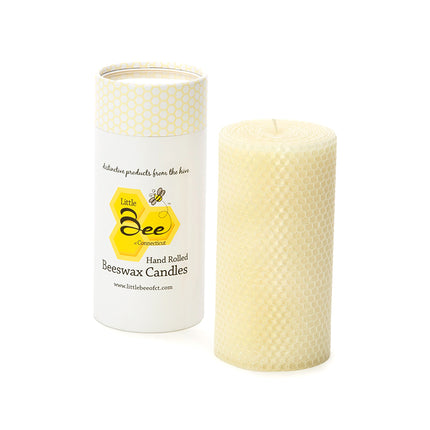 6 x 3 Inch Hand Rolled Beeswax Pillar Candles