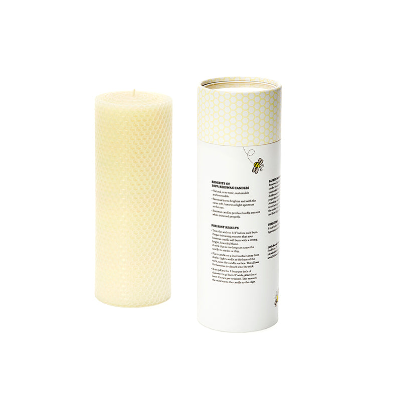 8 x 3 Inch Hand Rolled Beeswax Pillar Candle