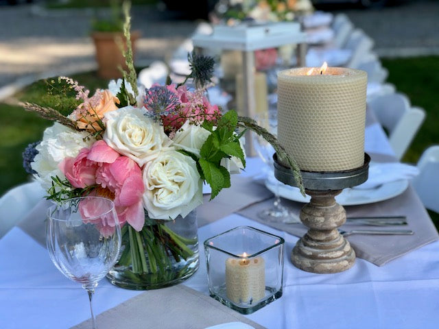 8 x 5 Inch Hand Rolled Triple Wick Beeswax Pillar Candle