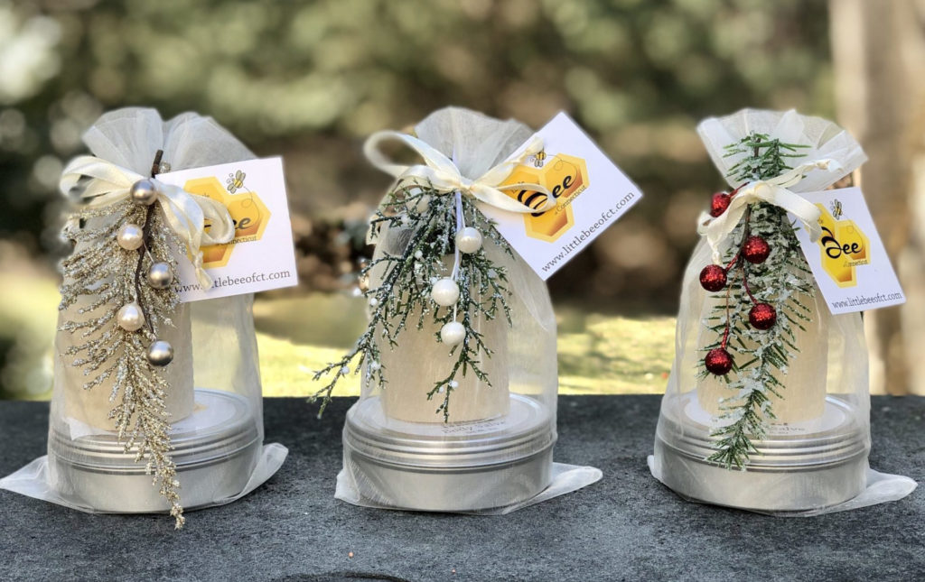 Customizable Little Bee Gift Tower - Hand/Body Salve - Lip Balm - Hand Rolled Beeswax Votive Candle