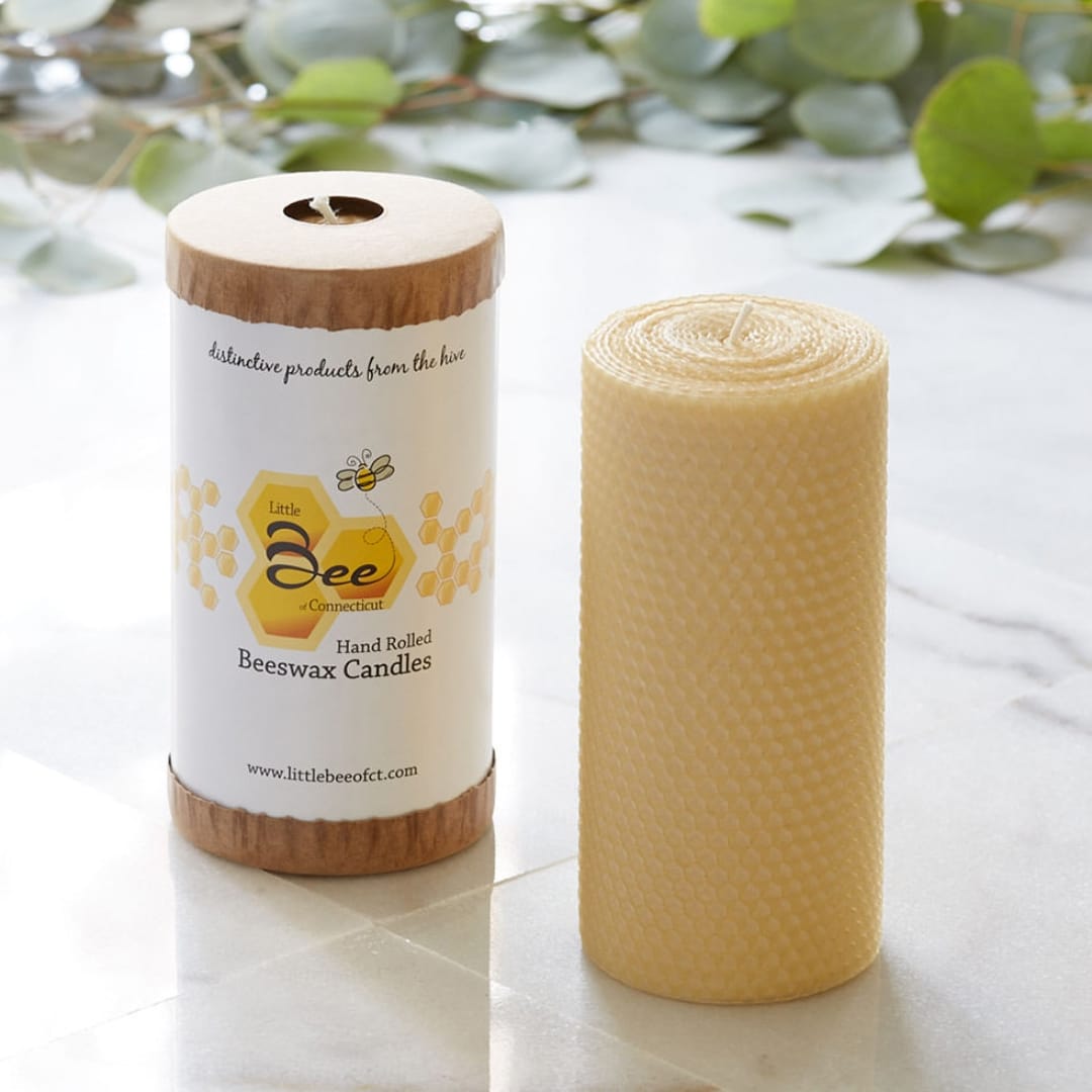 hand rolled beeswax six inch candle