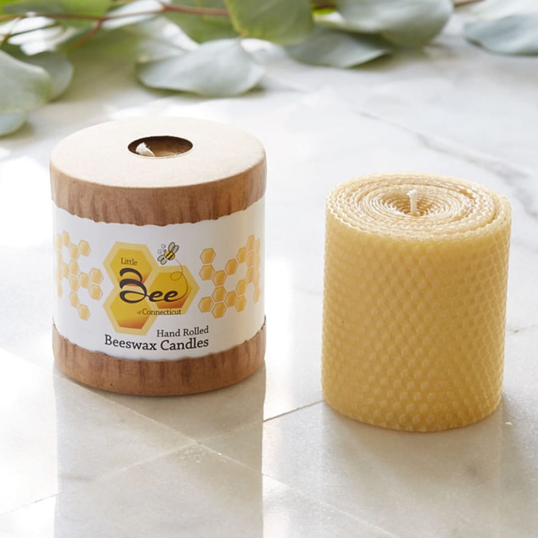 Three Inch Hand Rolled Beeswax Pillar Candles